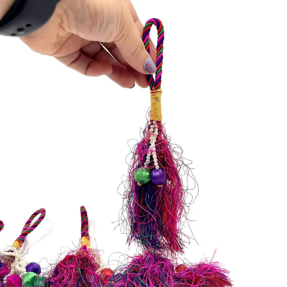 Unbranded Multicolor Tassel Beaded Napkin Holder Set
